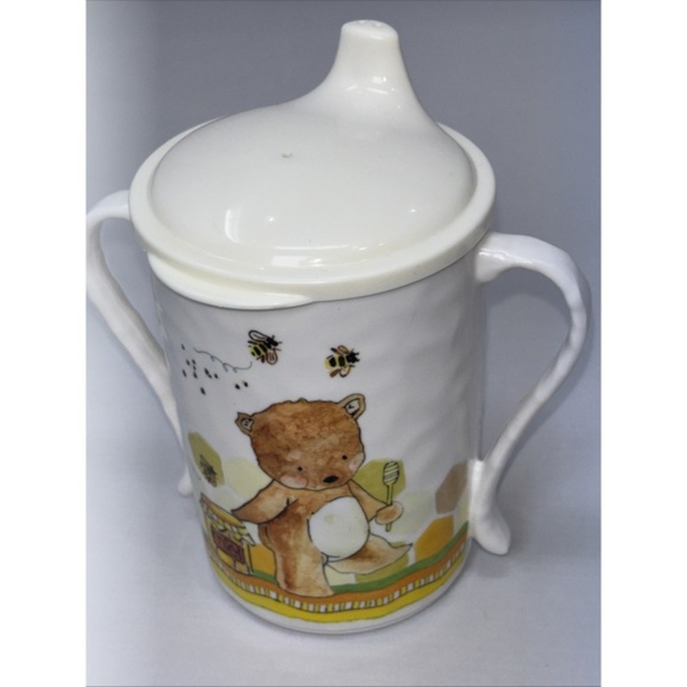 Vintage Baby Cie "Sweet as Honey" Teddy Bear sippy cup handles shatter-resistant